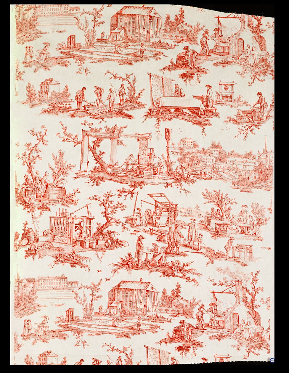 Toile de Jouy, che illustra i processi di produzione del cotone, disegnata da Christophe Huet, francese, 1783 da Unbekannt Unbekannt