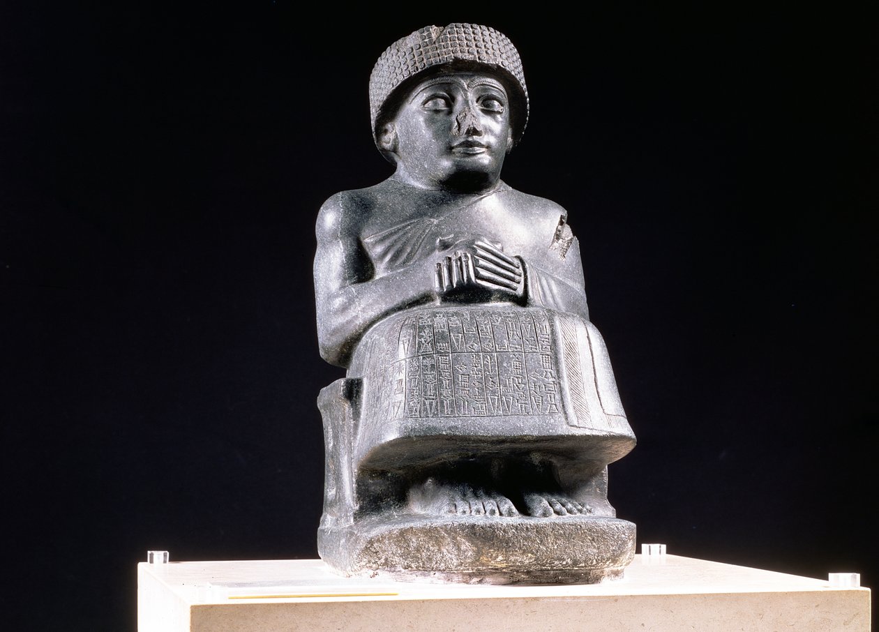 Gudea, Principe di Lagash, statua dedicata a Ningizzada, Neo-Sumerica, da Telloh, antica Girsu, c.2130 a.C. da Unbekannt