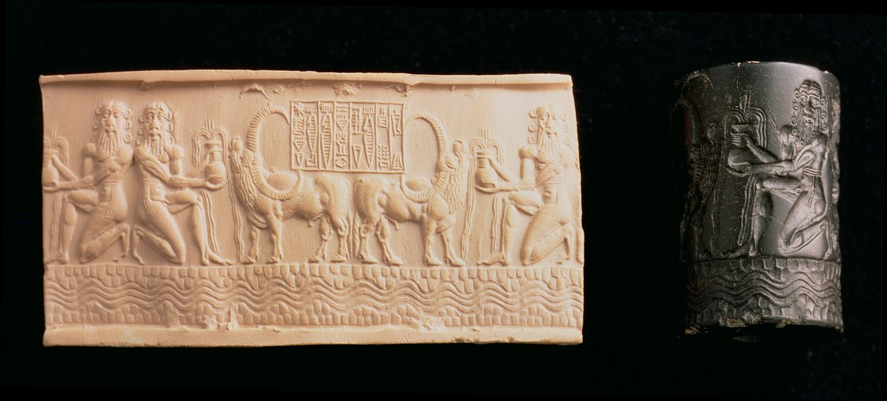 Cilindro sigillo di Shar-kali-sharri, Re di Akkad, Mesopotamia, c.2340-2100 a.C. da Unbekannt