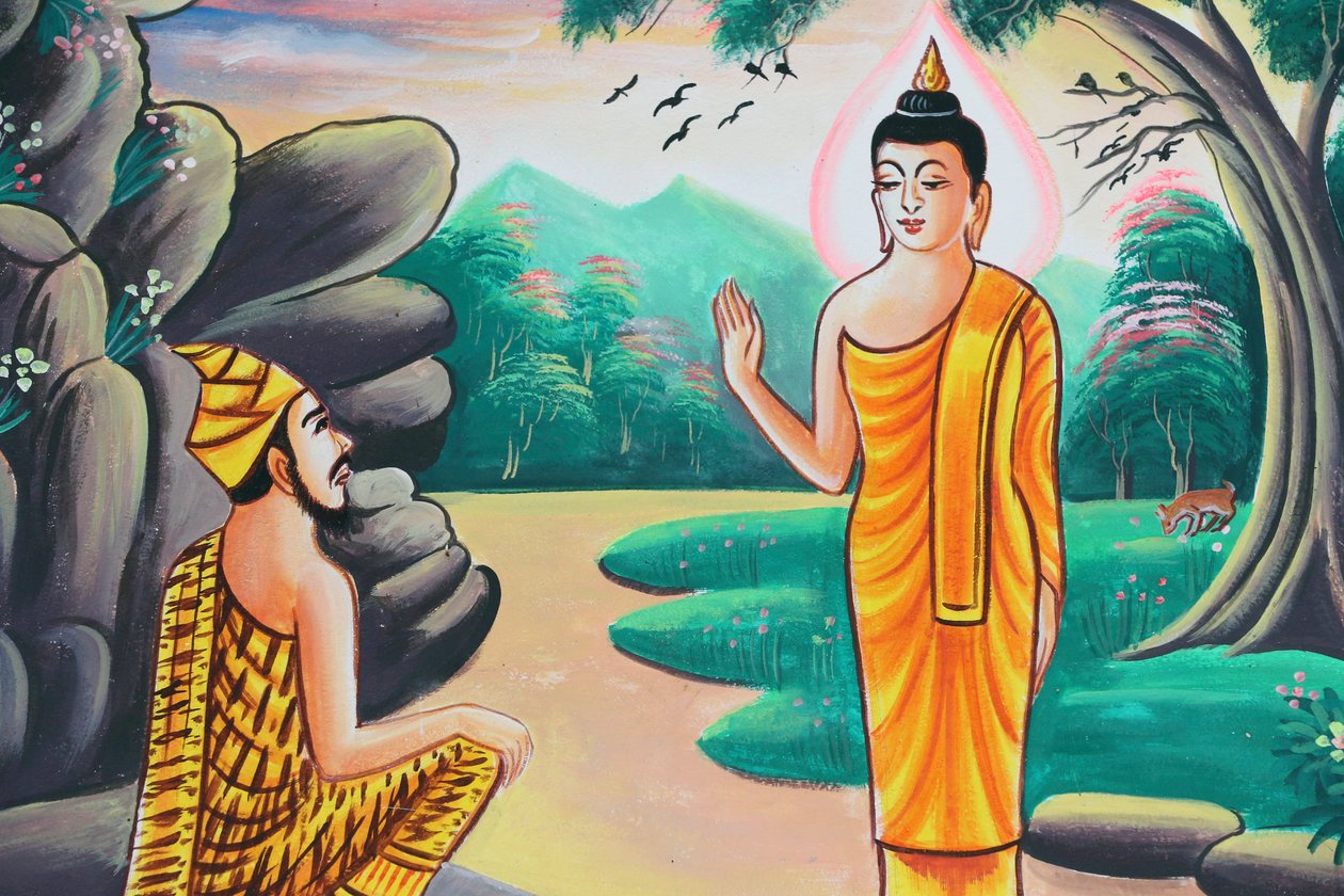 20151103, Kasi, Laos: Dipinto che raffigura la storia della vita di Shakyamuni Buddha da Unbekannt