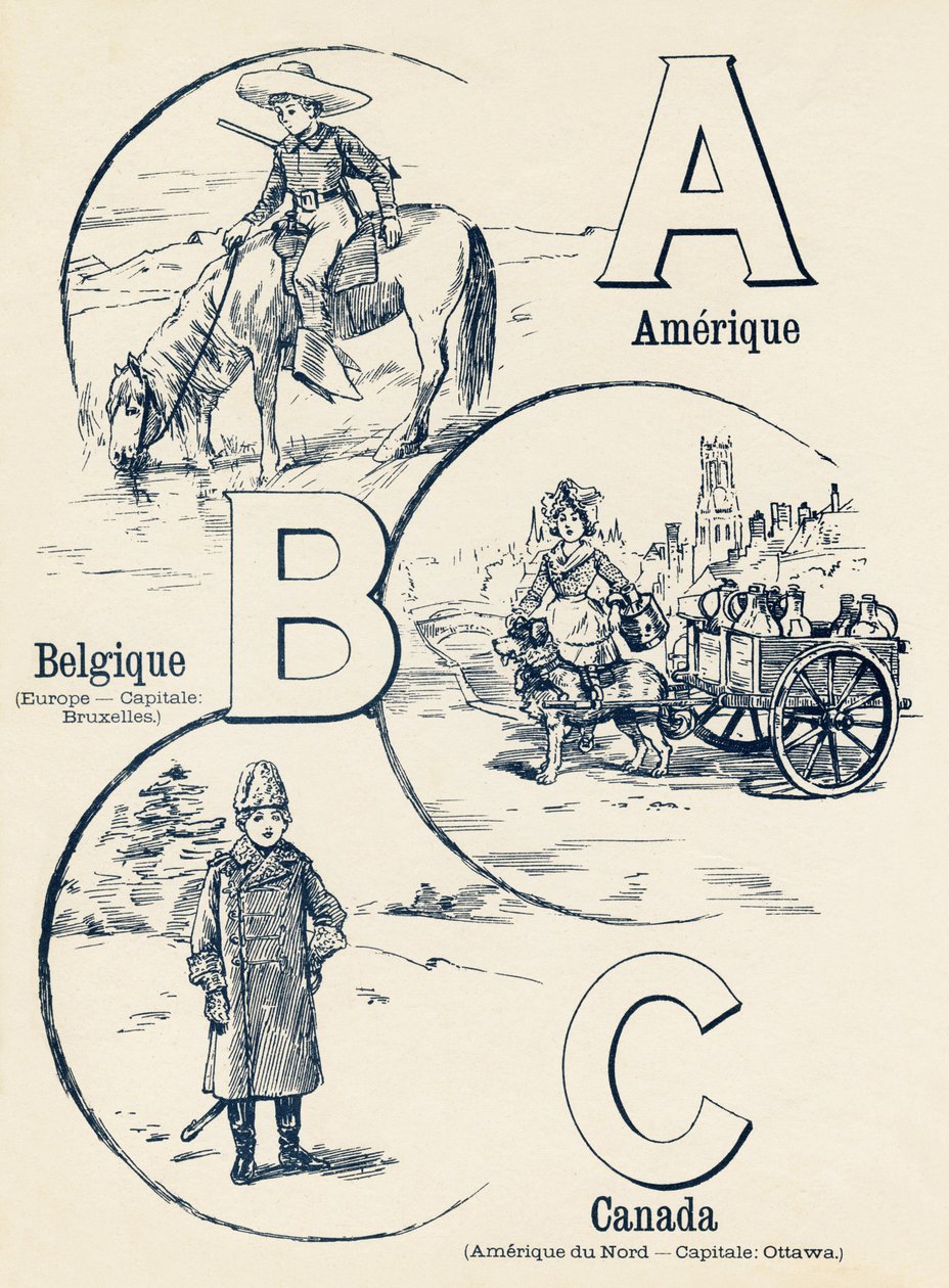 A B C : America, Belgio, Canada - ABC dei due mondi. Emile Guerin, editore, Parigi, circa 1900 da Unbekannt