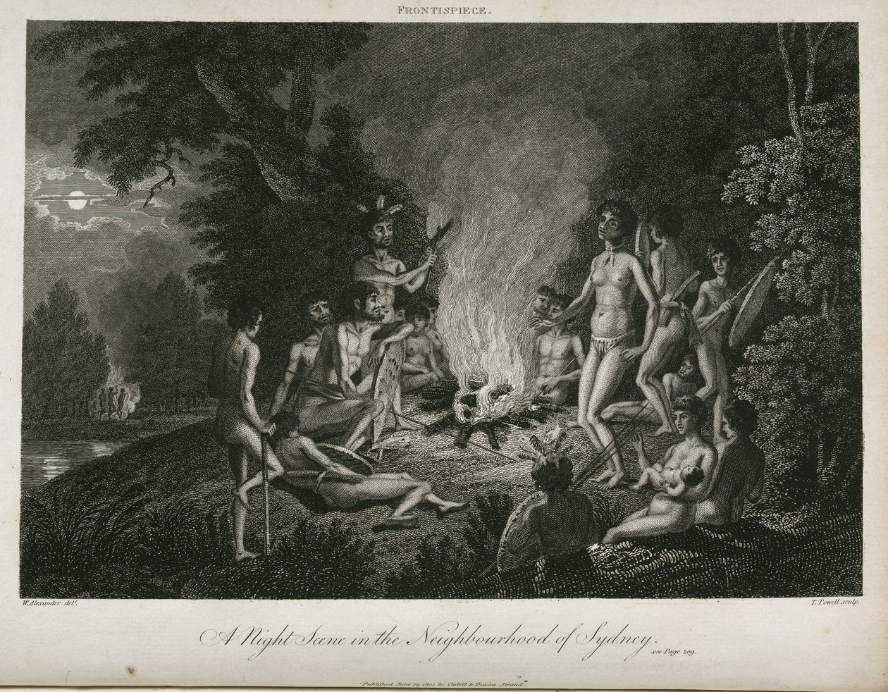 Scena notturna nei dintorni di Sydney, Australia, c. 1798 da Unbekannt