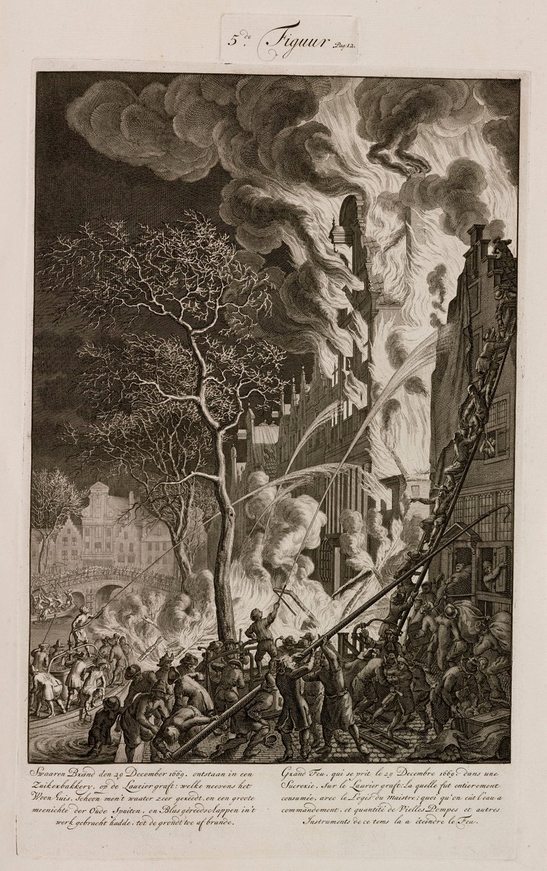 Incendio in una raffineria di zucchero, Amsterdam, Olanda, 29 dicembre 1669 da Unbekannt