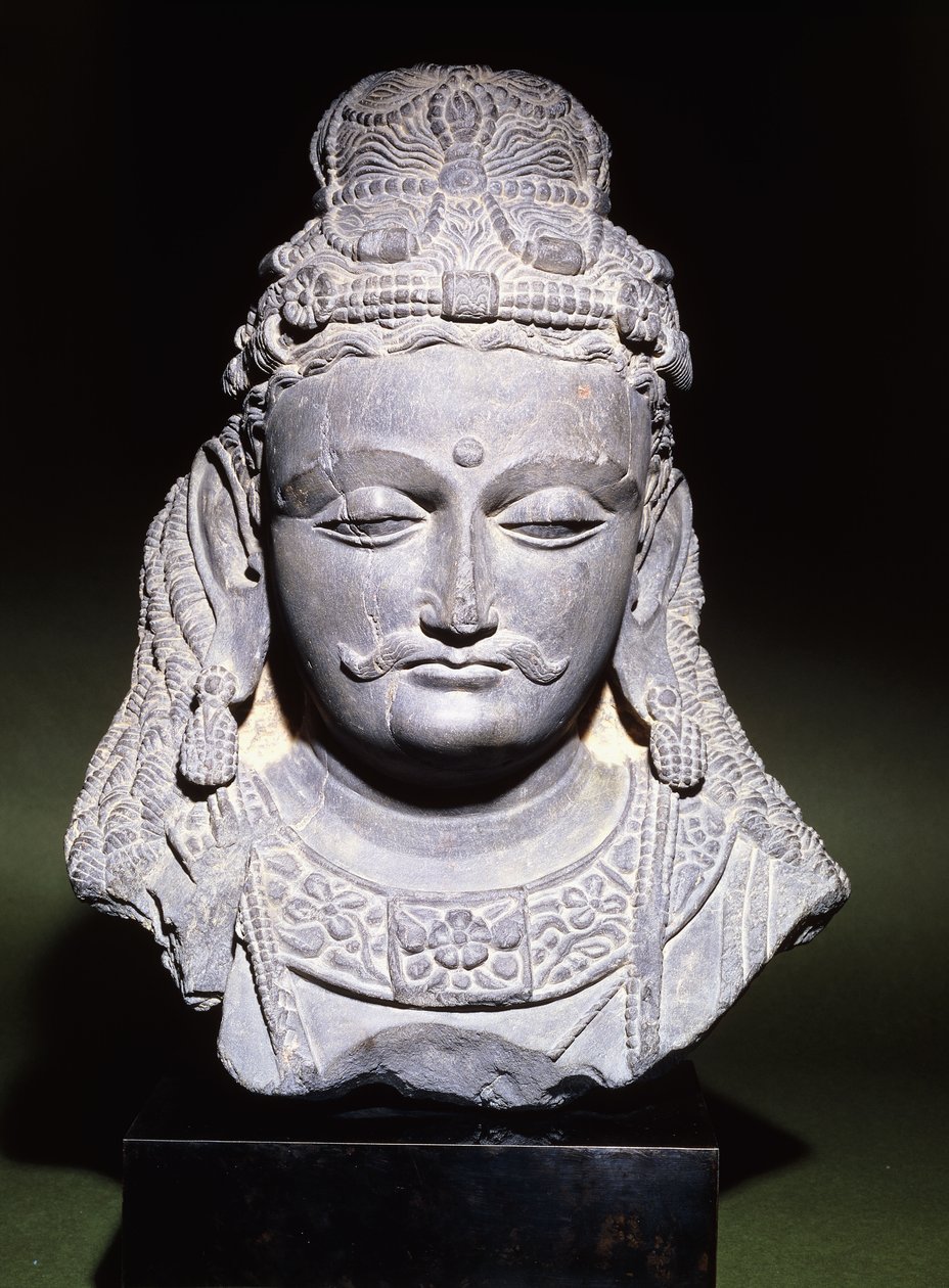Grande testa di un Bodhisattva con espressione abbattuta, II-III secolo da Unbekannt