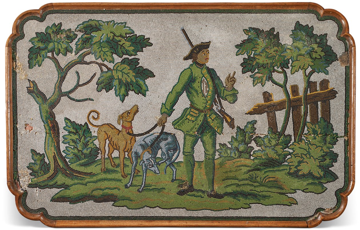 Parte superiore di una quercia tedesca e tavolino con perline, c. 1740 da Unbekannter Künstler