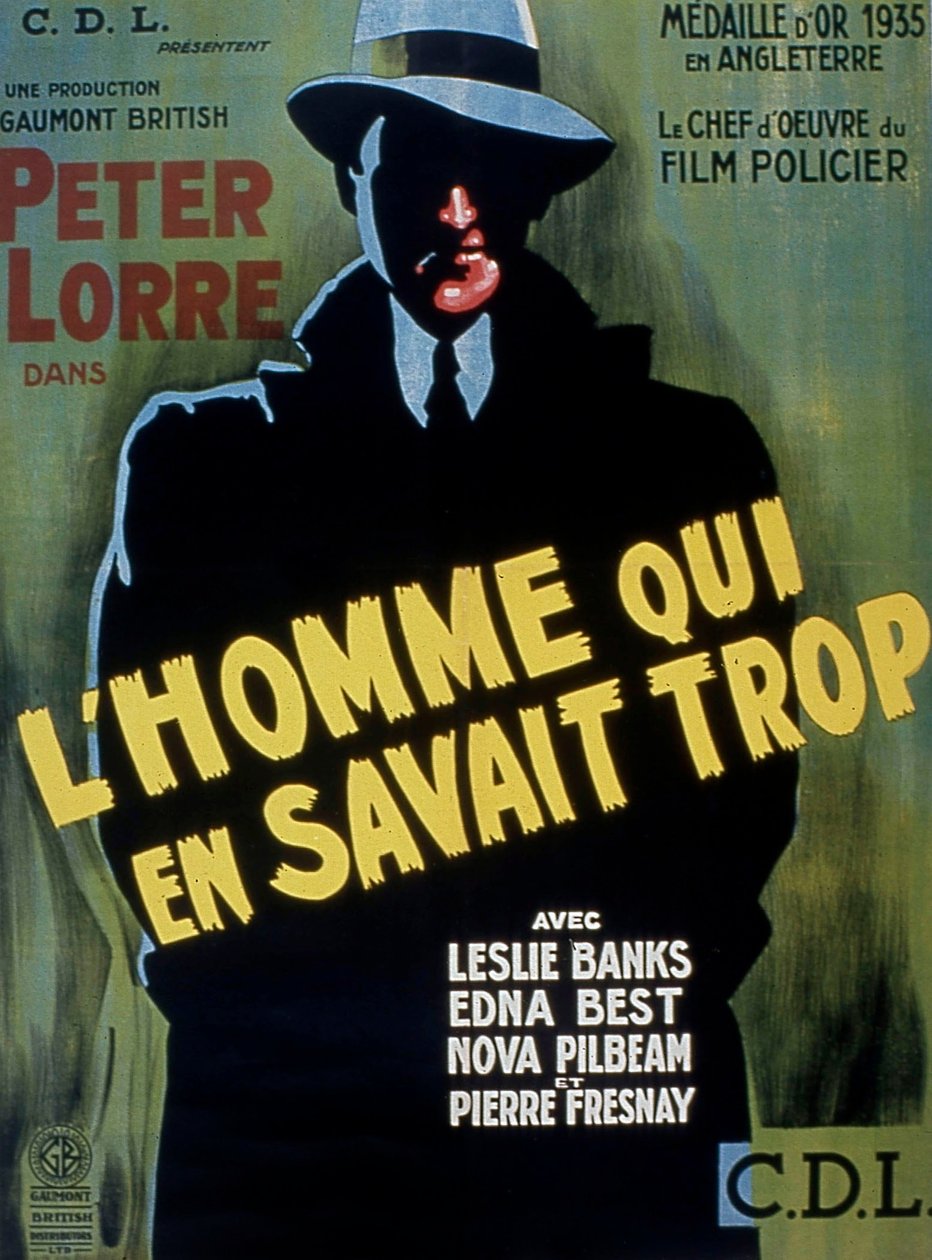 Locandina del film THE MAN WHO KAWAN TOO MECH di Alfred Hitchcock con Peter Lorre 1934 da Unbekannt