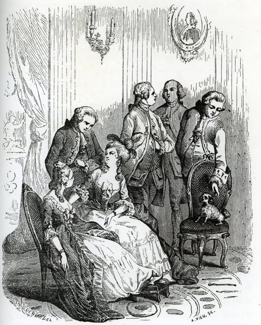 Una serata al Castello di Vaux-le-Vicomte ai tempi del re Luigi XV (1710-1774). XIX secolo (incisione da "Mysteres des vieux chateaux de France" di Le Francois) da Unbekannter Künstler
