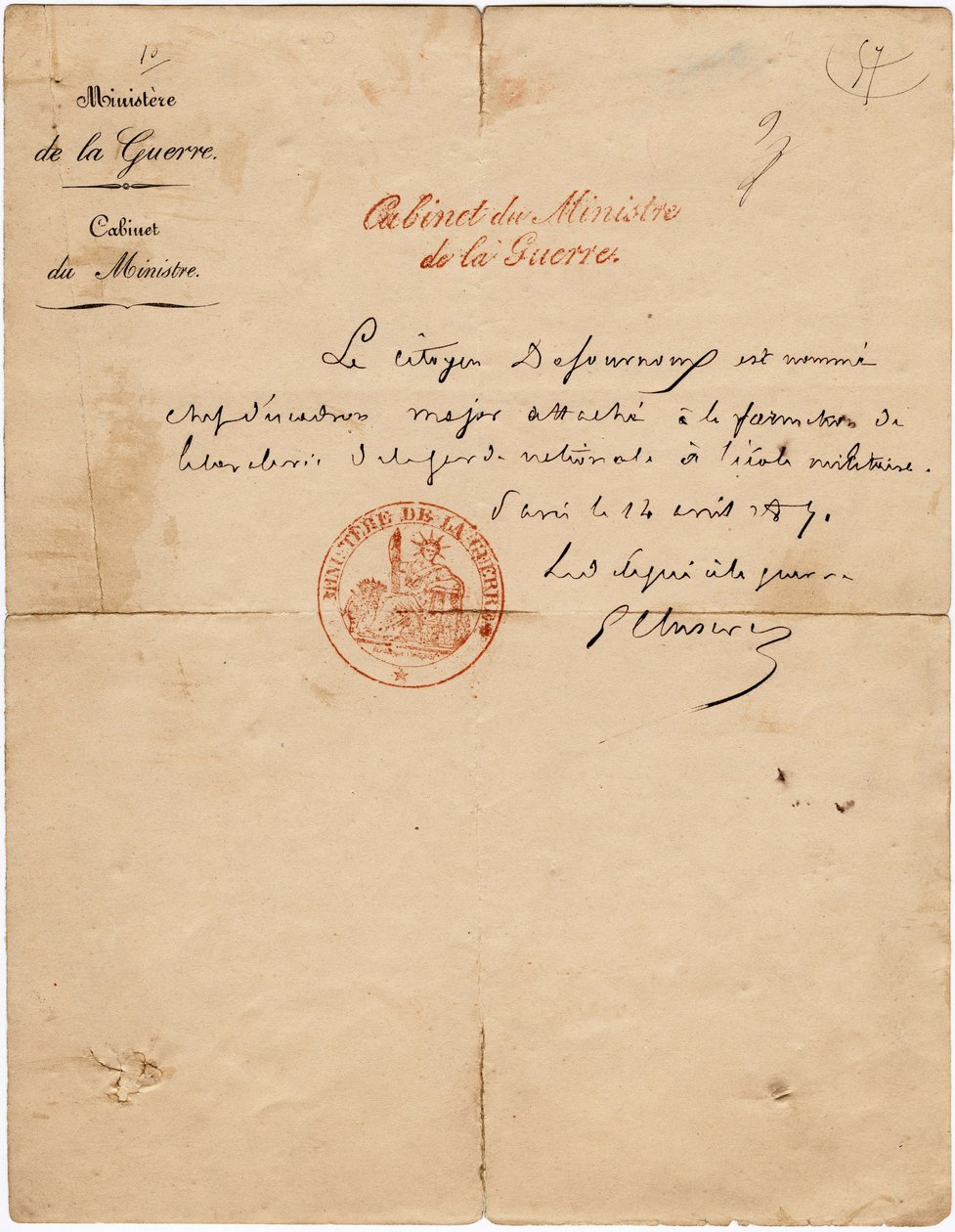 Lettera autografa del delegato alla guerra Gustave Paul Cluseret durante la Comune di Parigi. Dim. 10,7x6,8 cm 1871 da Unbekannt