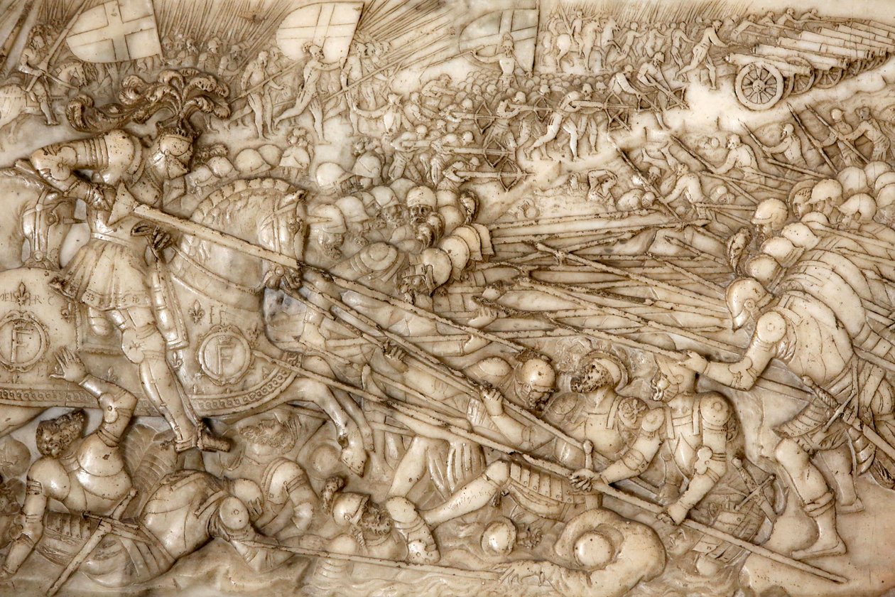 Basilica di Saint-Denis, Tomba di Francesco I re di Francia e Claudia di Francia, Basso rilievo della Fondazione, Rappresentazione della battaglia di Marignano nel 1515 - l