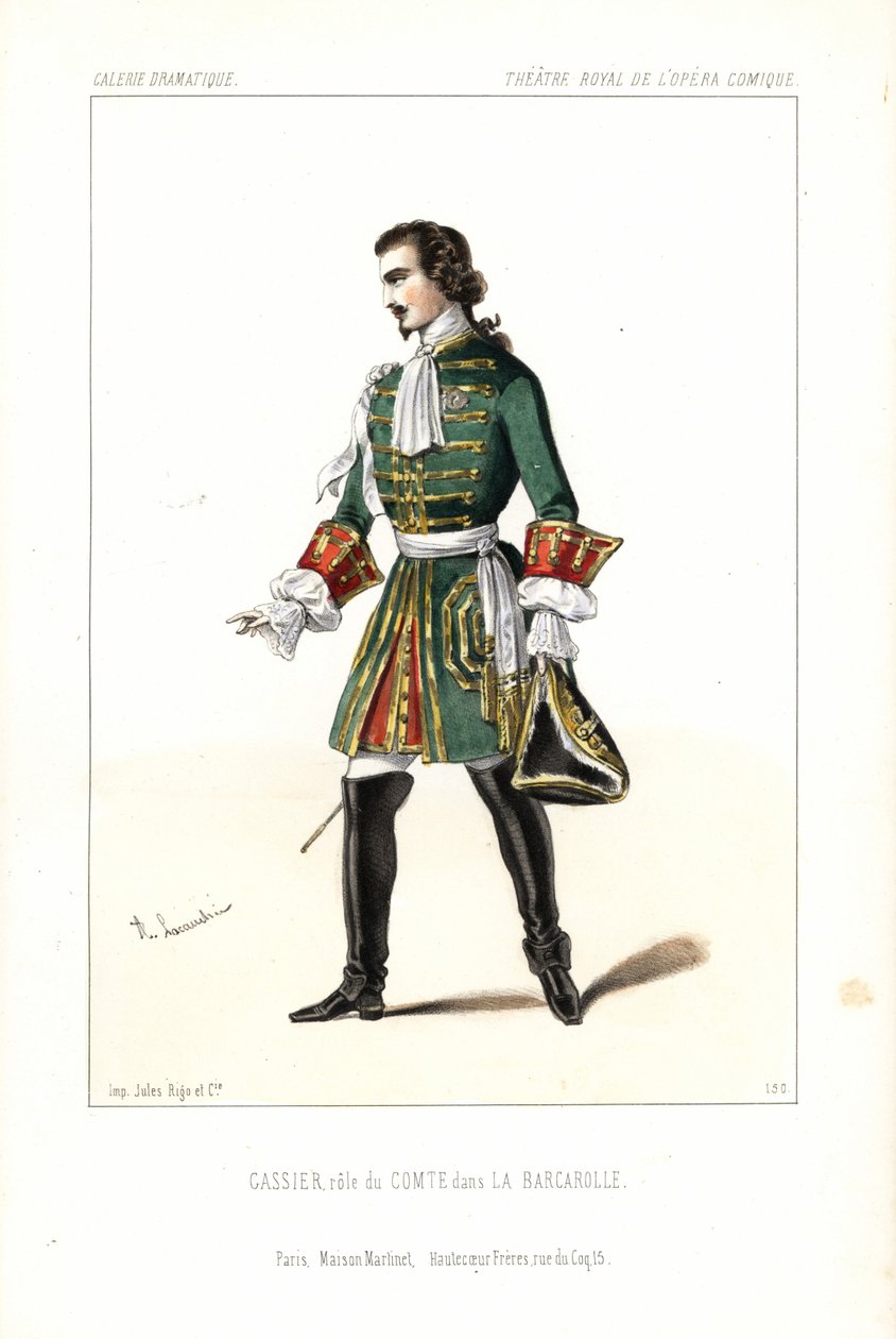 Edouard Gassier nel ruolo del Conte in La Barcarolle di Auber, Opera Comique da Unbekannter Künstler