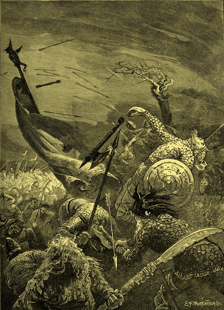 Battaglia di Hastings - morte di Harold II (incisione) da Unbekannter Künstler
