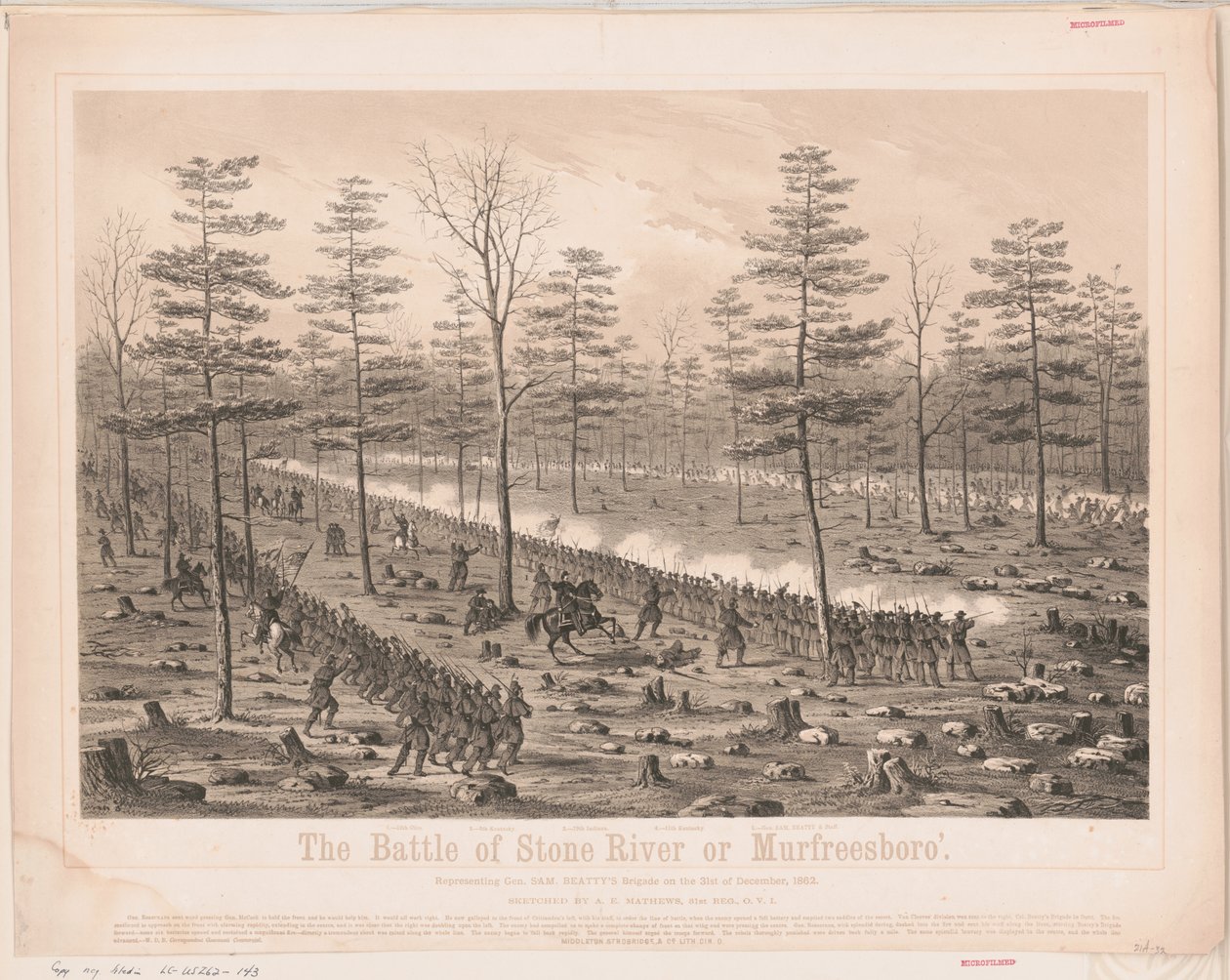 Battaglia di Stone River o Battaglia di Murfreesboro, 31 dicembre da Unbekannt