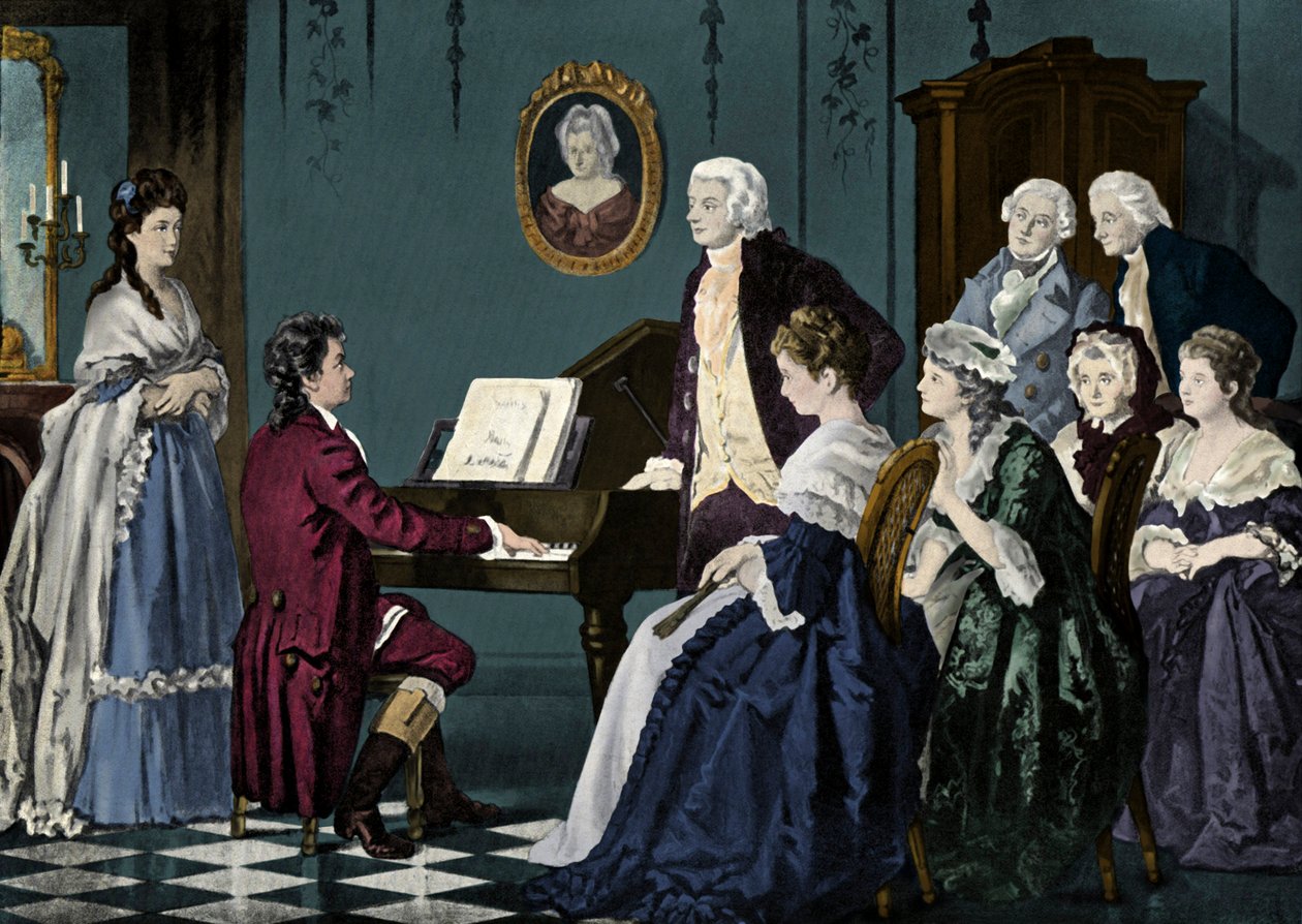 Beethoven che suona da Wolfgang Amadeus Mozart da Unbekannter Künstler