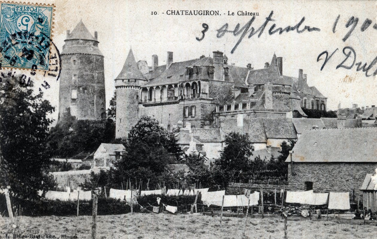 Bretagna, Ille et Vilaine (35), Chateaugiron: vista esterna del castello - Cartolina datata 1904 da Unbekannt