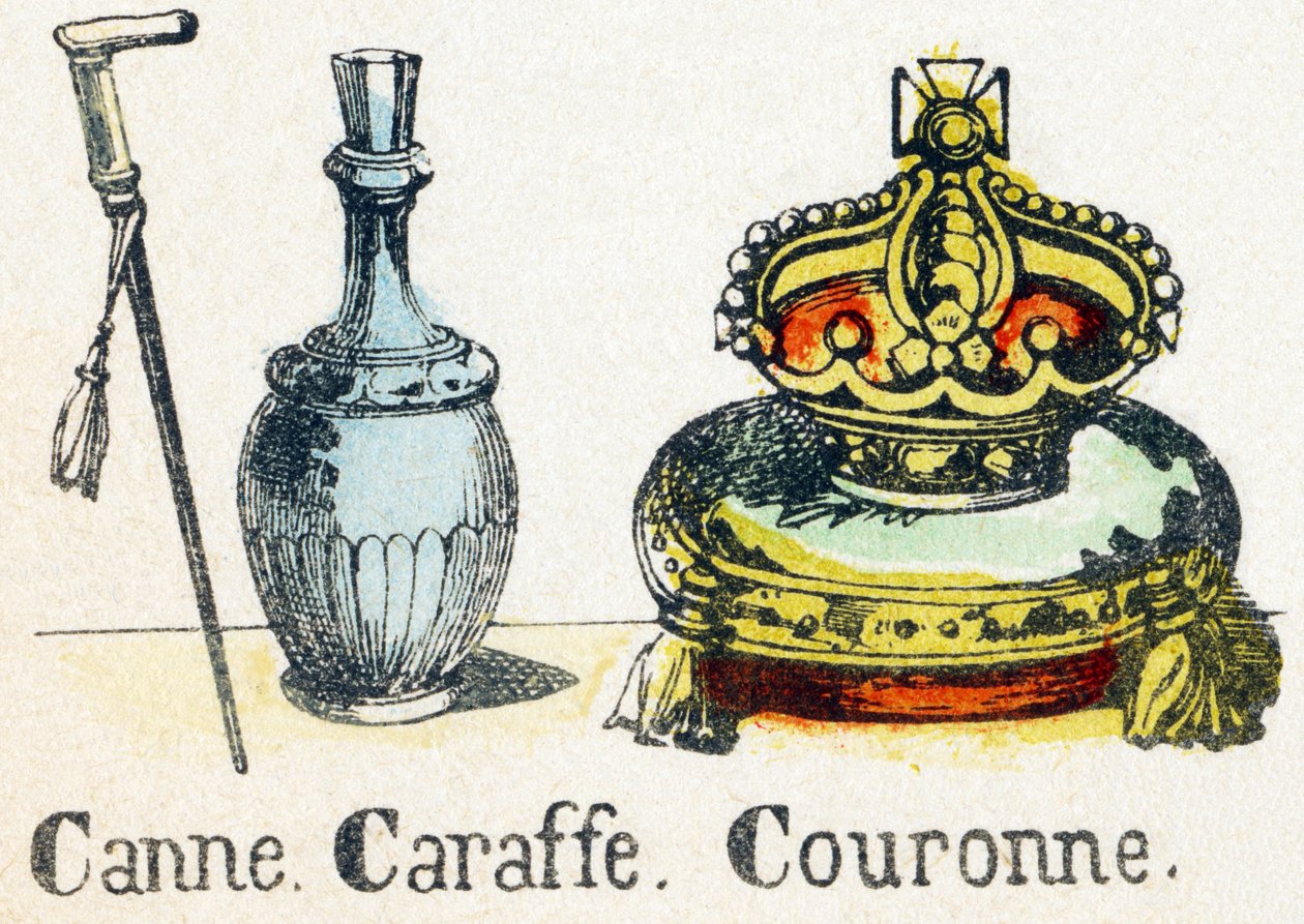 C - Bastone Caraffa Corona - Alfabeto - intrattenimento per bambini - Immagini d