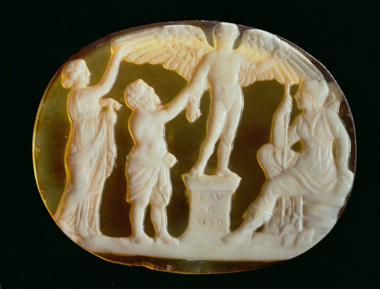 Cammeo di Icaro e Dedalo con Persefone e Artemide da Unbekannt