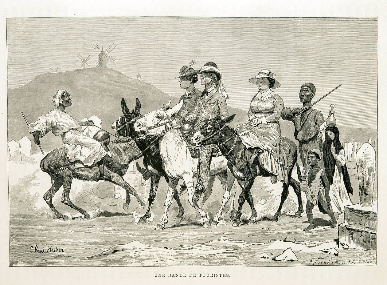 Caricatura di turisti occidentali in Egitto - Illustrazione dall