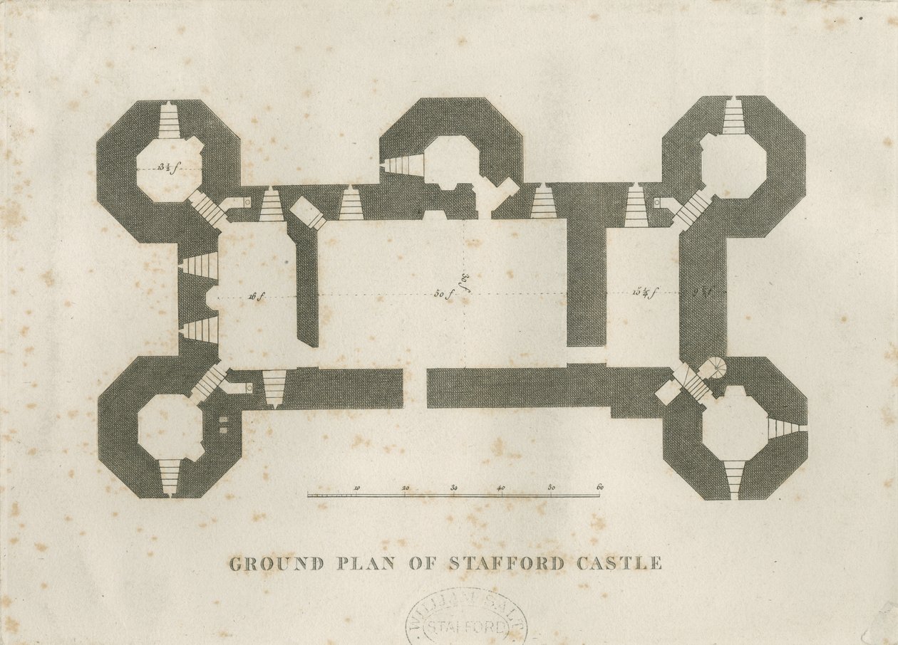 Chiesa del Castello - Stafford Castle: incisione da Unbekannt