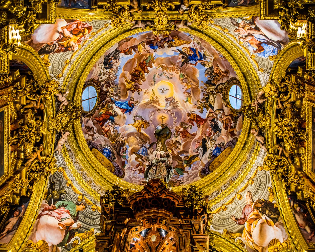 Dipinto sul soffitto, Sacrestia, Monastero Certosino La Cartuja, Granada, Andalusia, Spagna, Europa da Unbekannter Künstler