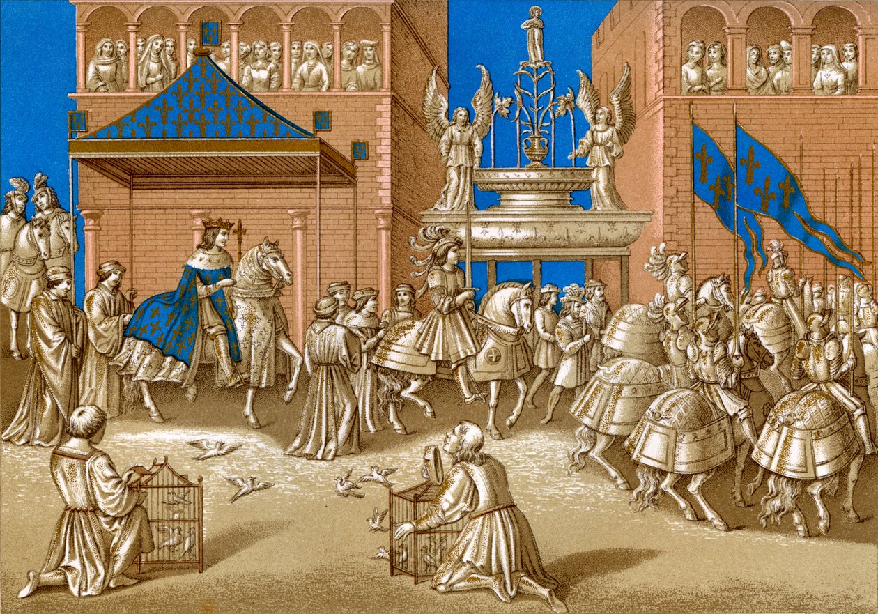 Carlo VII - ritratto del re francese a cavallo che entra a Parigi da Unbekannter Künstler