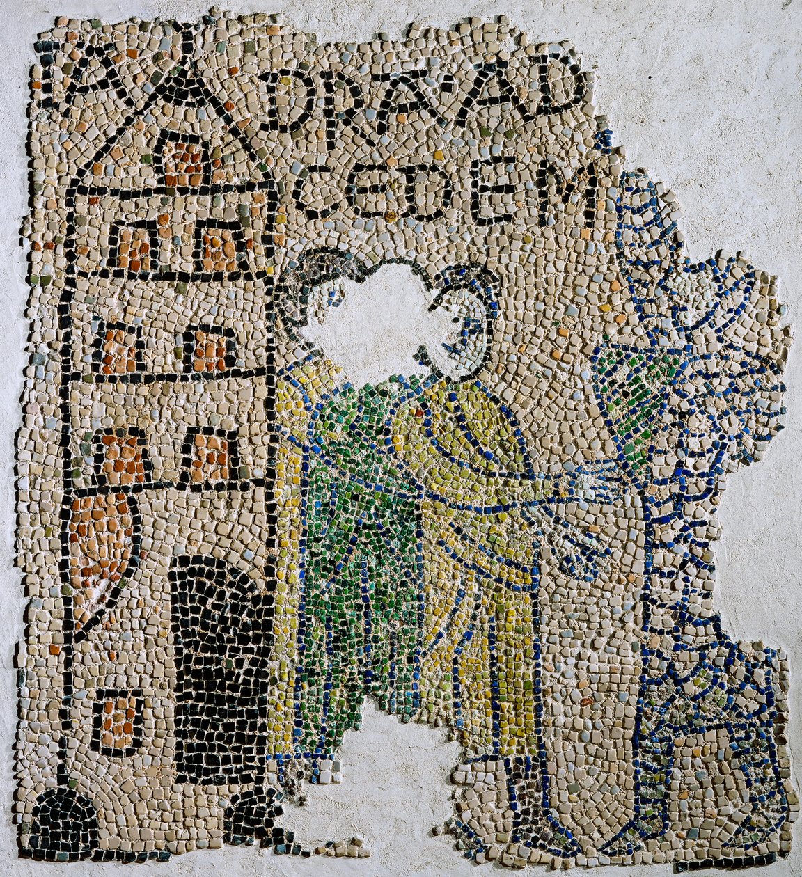 Chiesa di San Giovanni Evangelista, Quarta Crociata, Frammenti di pavimenti a mosaico rappresentanti i Veneziani, Ravenna, Emilia-Romagna, Italia da William M. Timlin