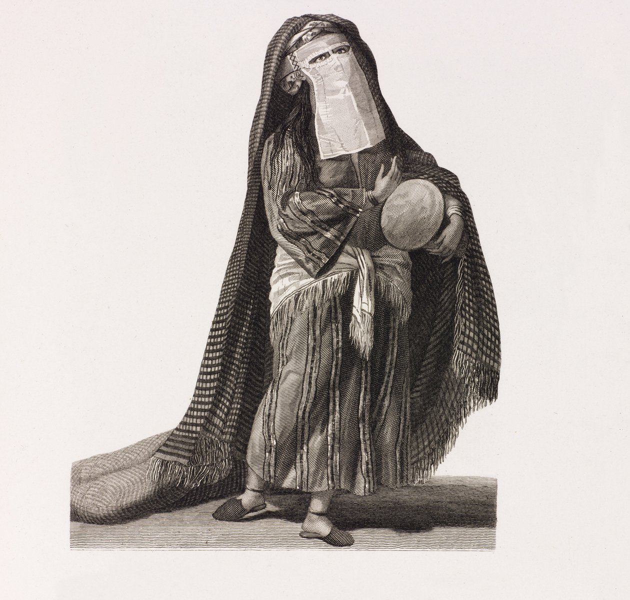 Illustrazione ravvicinata di una donna in un vestito di seta rossa da Unbekannt