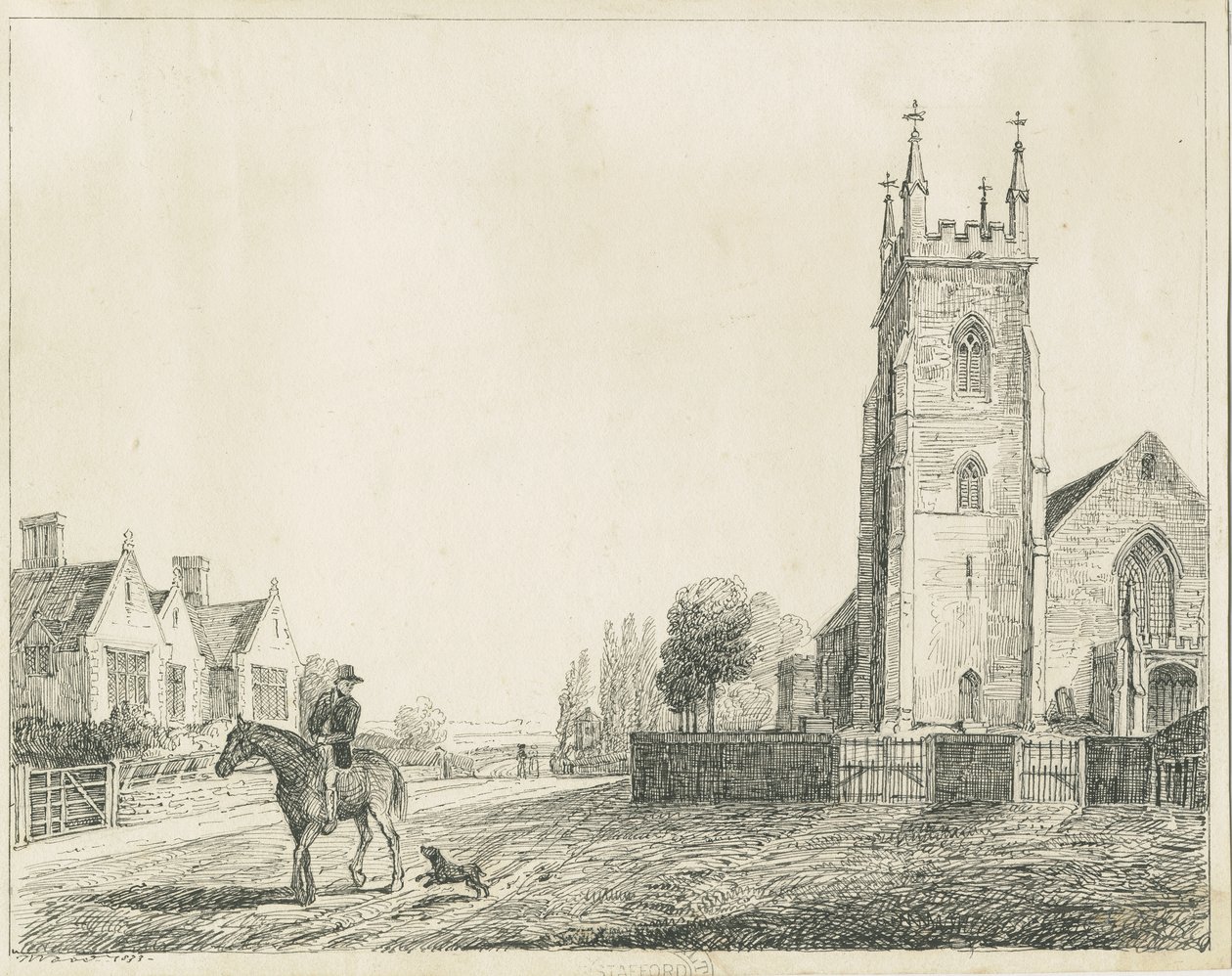 Chiesa di Colwich: schizzo a penna, 1833 da Unbekannt
