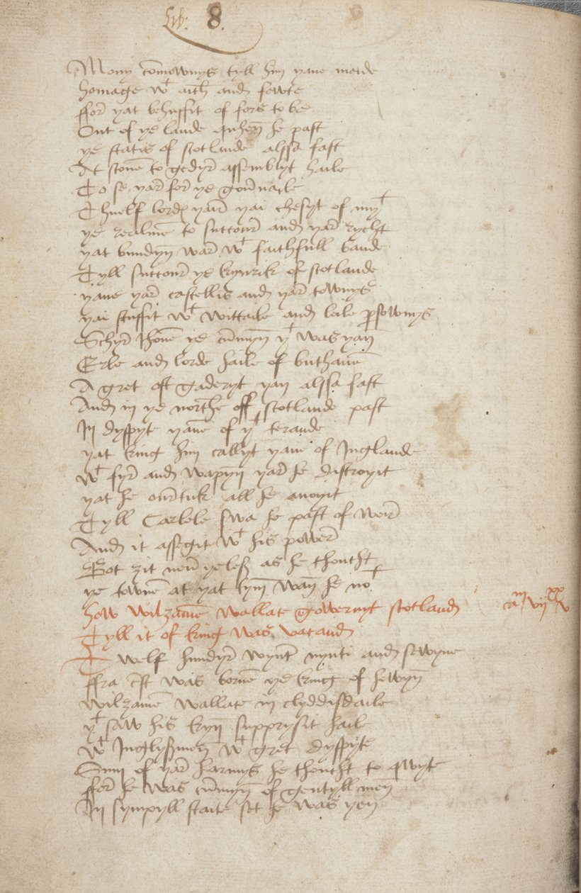 Copia della Cronaca di Andrew of Wyntoun, Fol 319 verso (dettaglio) da Unbekannt