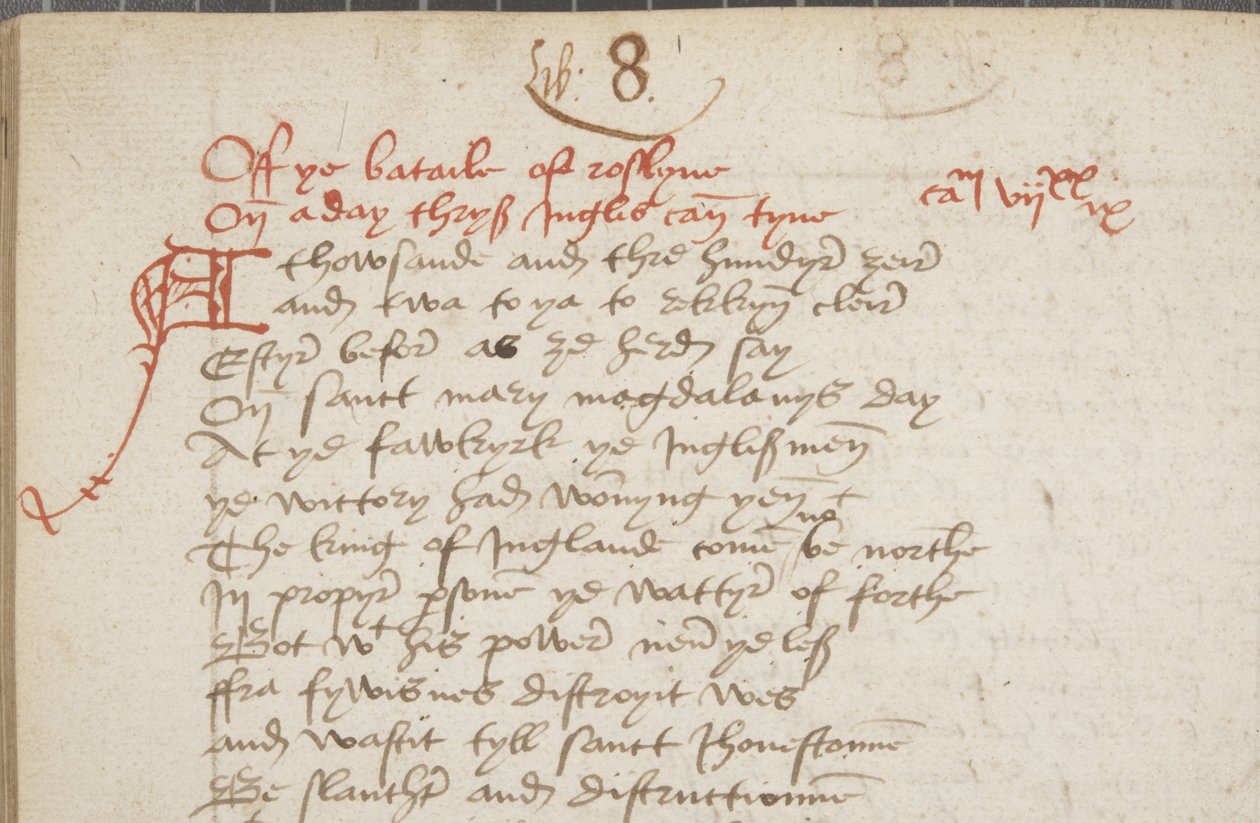 Copia della Cronaca di Andrew of Wyntoun, Fol 325 verso (dettaglio) da Unbekannt