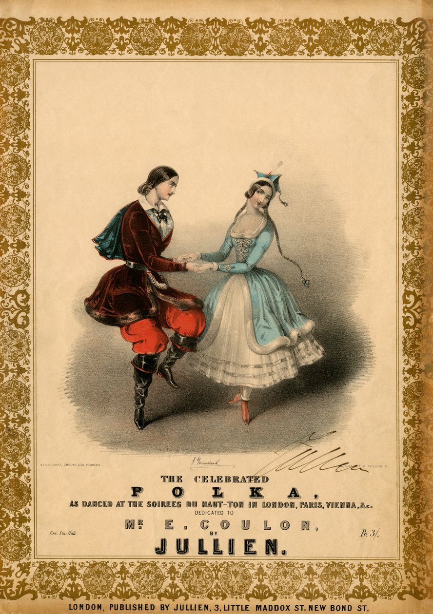 Coppia che balla la Polka da Unbekannter Künstler