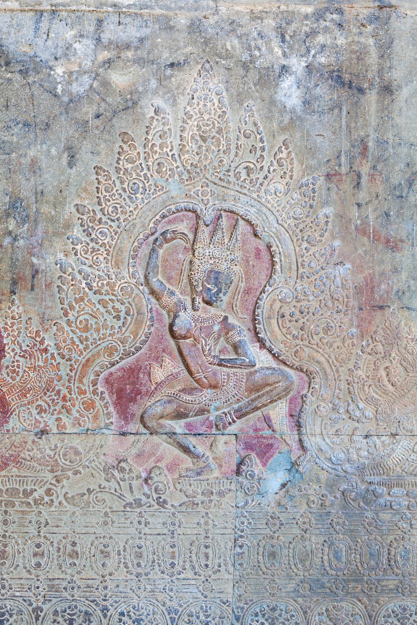 Rilievo di Apsara danzante sul muro occidentale esterno, Angkor Wat, Cambogia da Unbekannter Künstler