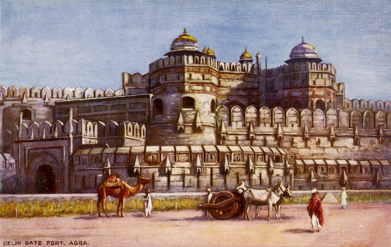 Porta di Delhi, Forte di Agra, inizio XX secolo (cartolina) da Unbekannter Künstler