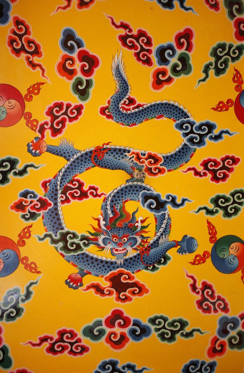Dipinto murale del drago, Monastero di Kopan, Kathmandu, Nepal da Unbekannt