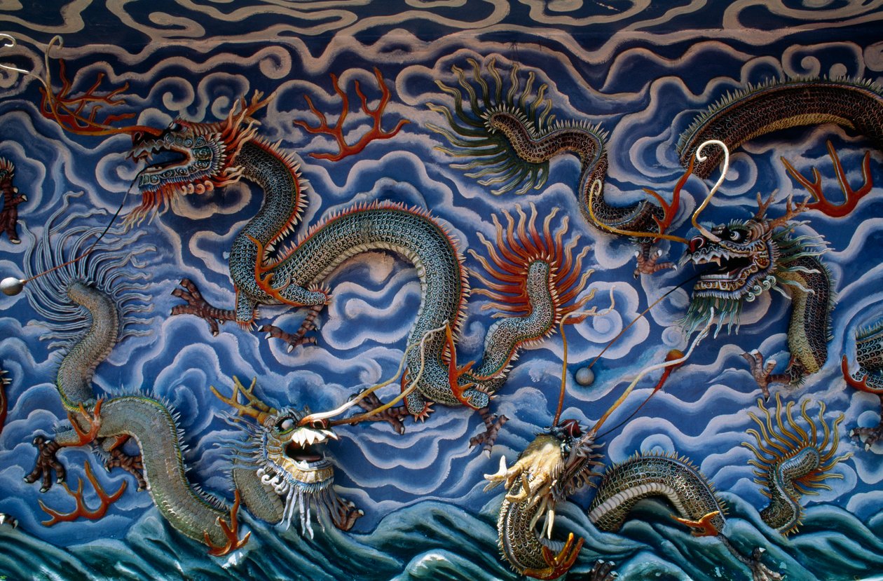 Draghi, Haw Par Villa, parco a tema basato sulla mitologia e leggende cinesi, Singapore da Benjamin Baud