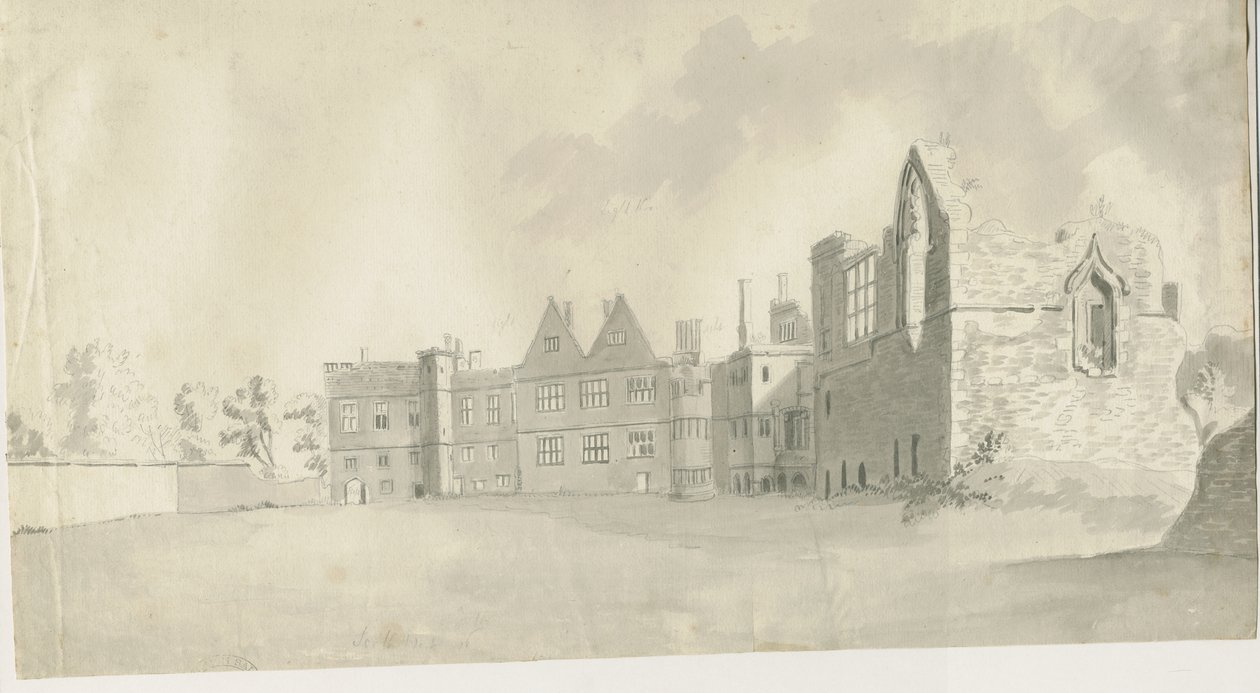 Castello di Dudley - Il Mastio: disegno a lavaggio seppia, nd [c 1790] da Unbekannt