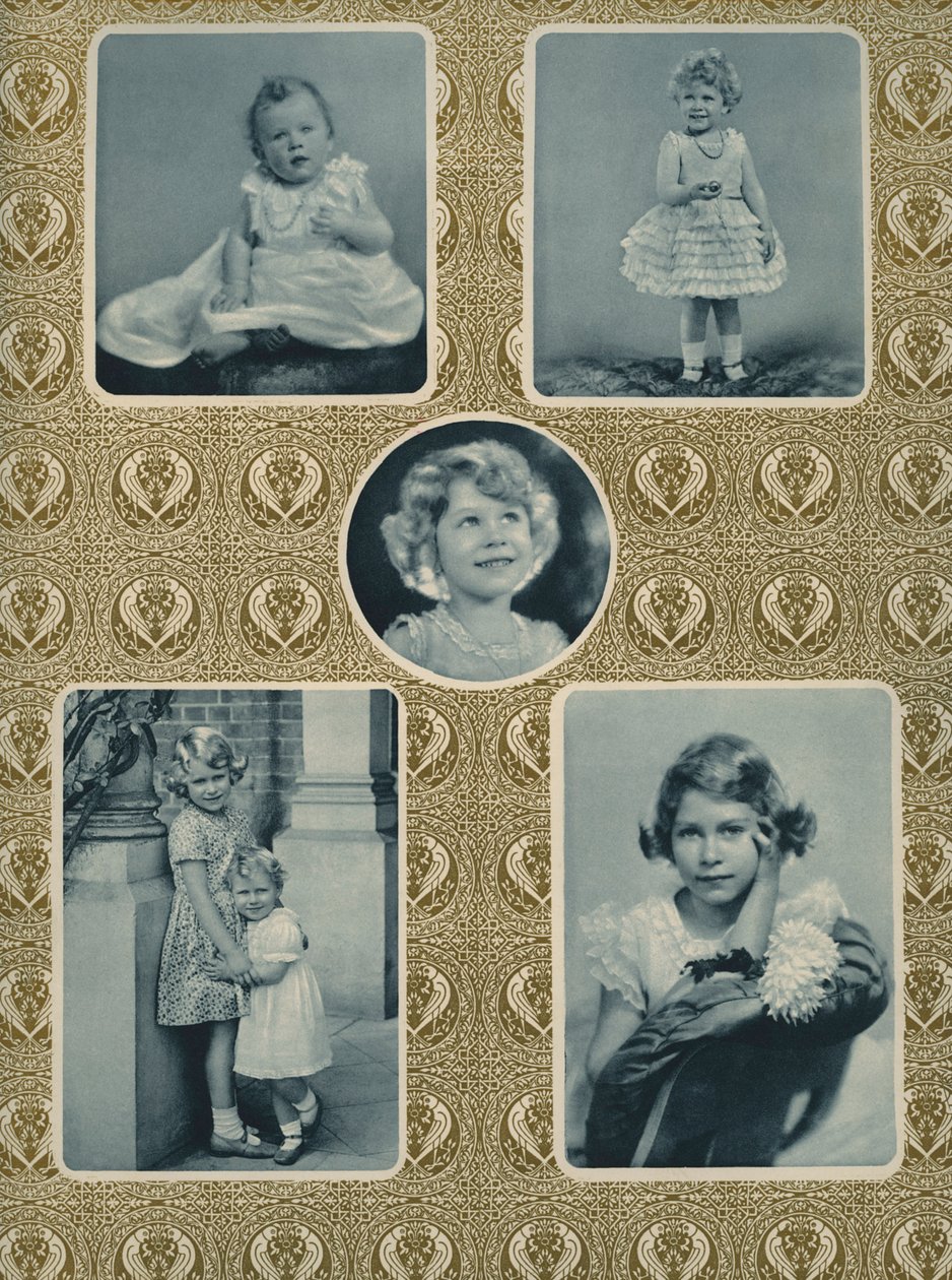 Elisabetta II e la principessa Margaret da bambine da Unbekannter Künstler