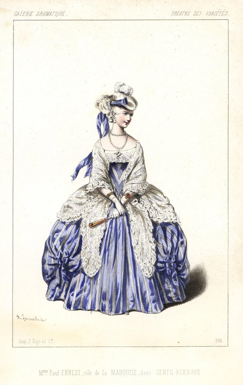 Attrice inglese Madame Paul Ernest come la Marchesa in Gentil Bernard da Unbekannter Künstler