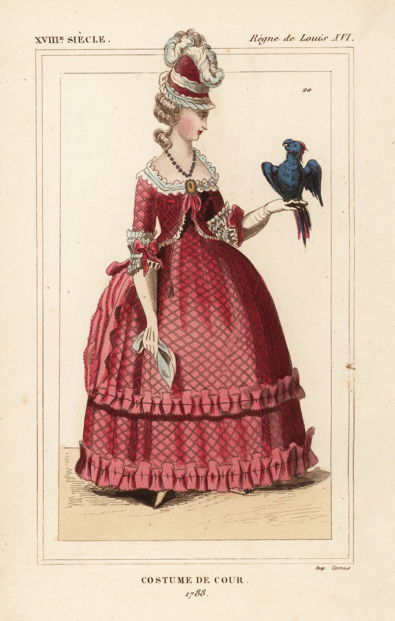 Donna inglese in costume da corte con pappagallo da Unbekannter Künstler