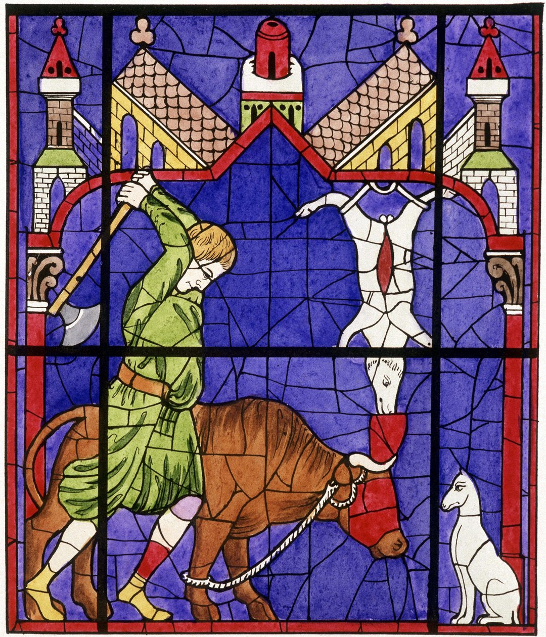 Facsimile di una vetrata della Cattedrale di Notre-Dame de Chartres che raffigura un macellaio da Unbekannter Künstler