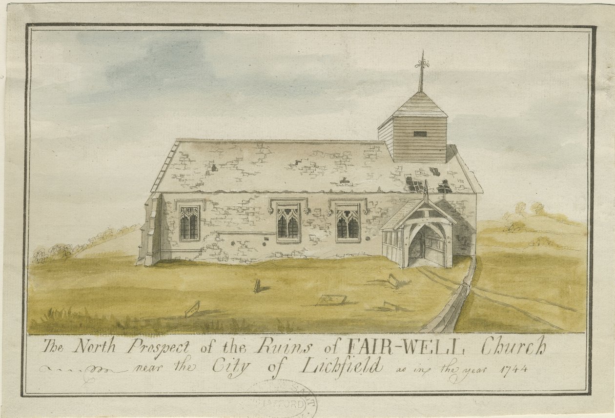 Chiesa di Farewell (disegno a penna colorato, 1744) da Unbekannt