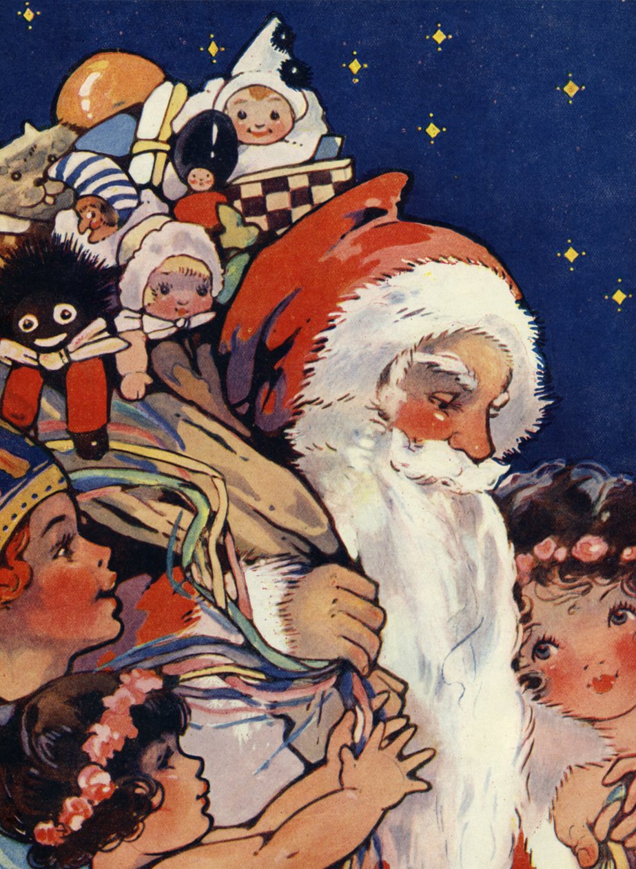 Babbo Natale con sacco di giocattoli per bambini da Unbekannter Künstler