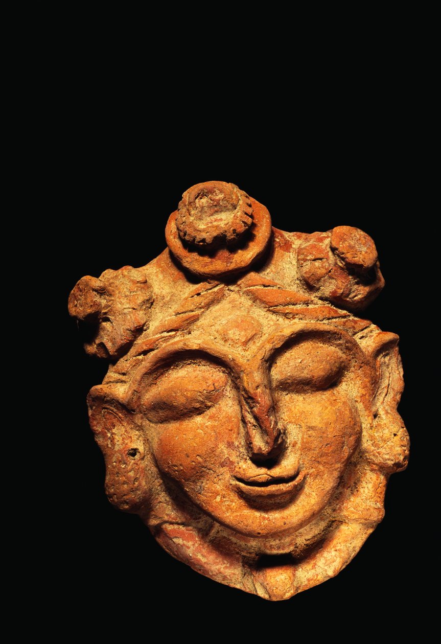 Testa femminile in terracotta, periodo Gupta di Haryana, V secolo d.C. da Unbekannter Künstler