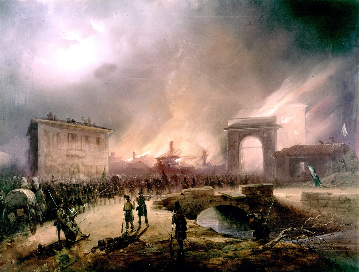 Incendio e cattura di Roma da parte degli italiani il 20 settembre da Unbekannter Künstler