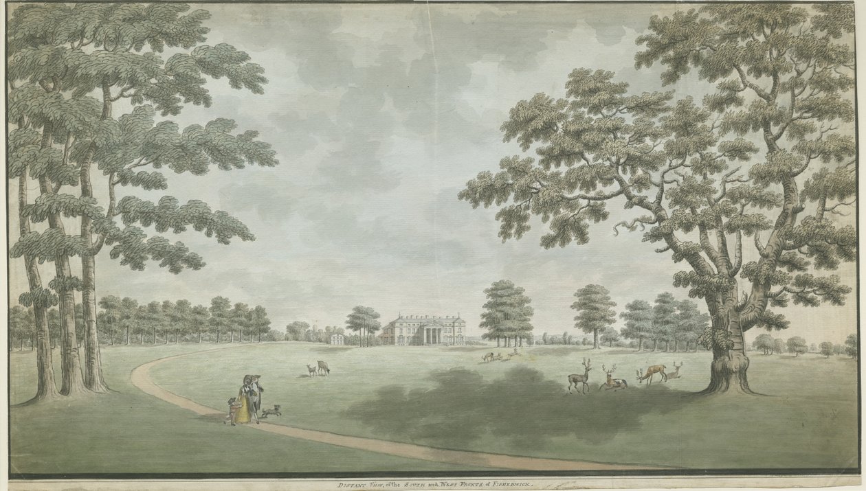 Fisherwick Hall: acquerello, nd [1786] da Unbekannt