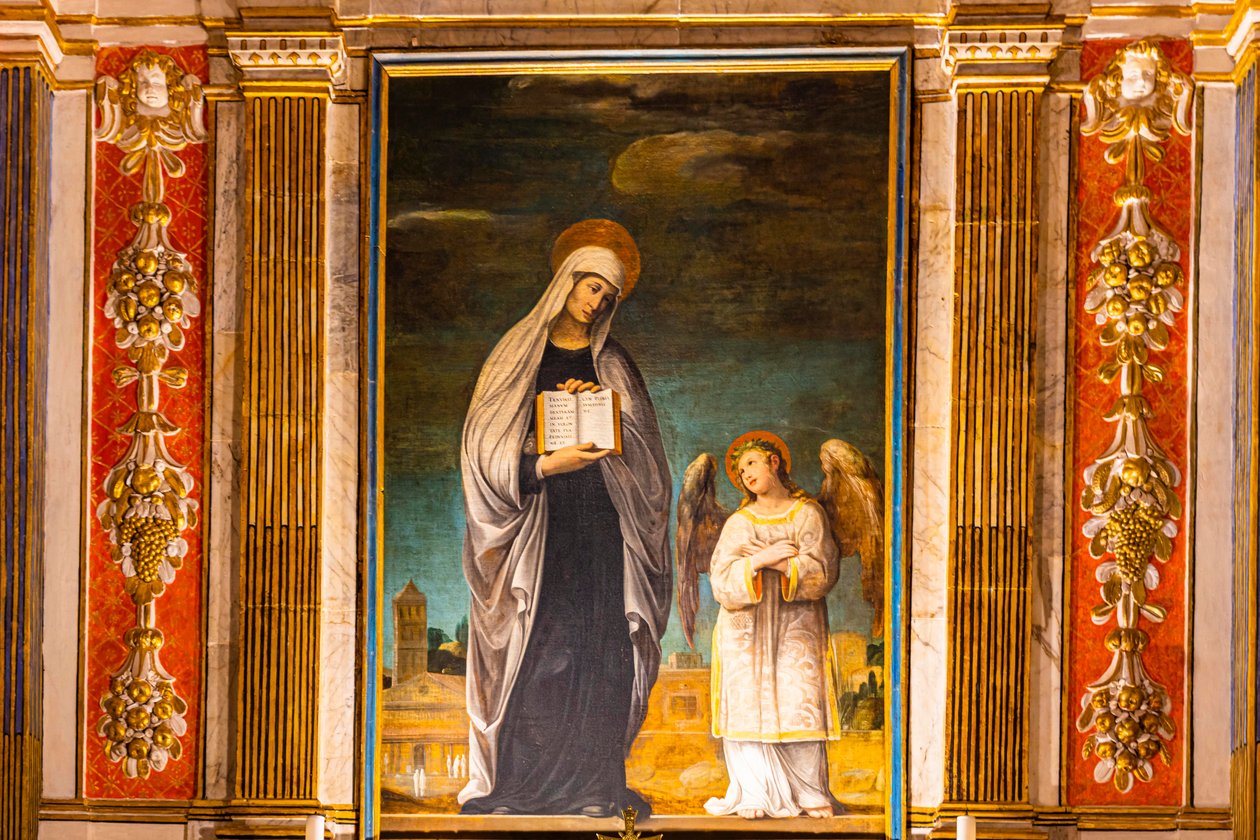 Affreschi con motivi biblici, Abbazia di Monte Oliveto Maggiore, vicino a Buonconvento, Toscana, Italia, Europa da Unbekannter Künstler