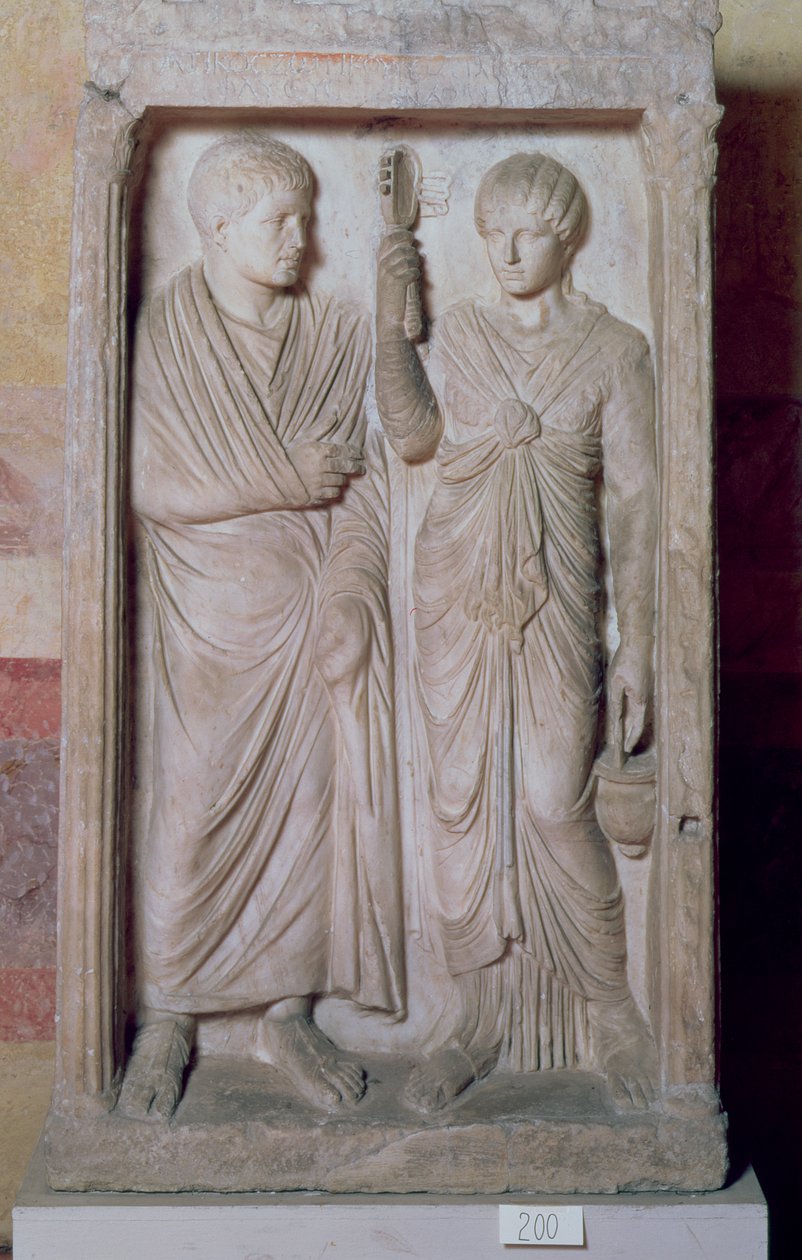 Statua funeraria con coppia sposata, greca (marmo) da Unbekannt