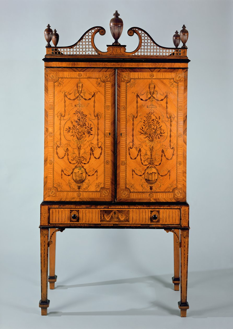Armadio Craven di George III, legno di satin e intarsiato, su supporto da Unbekannt