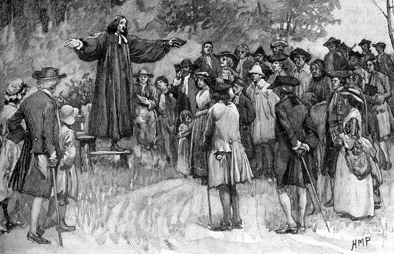 George Whitefield che predica nelle colonie da Unbekannter Künstler
