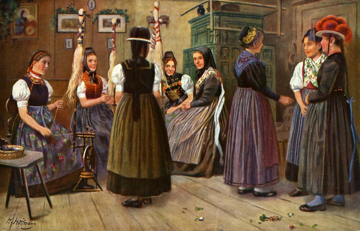Donne tedesche al filatoio da Unbekannter Künstler