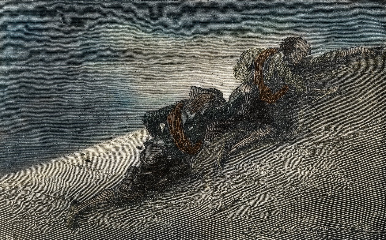 Giacomo Casanova e Marin Balbi fuggono dalla prigione dei Piombi a Venezia scavando un tunnel nella cella da Unbekannter Künstler